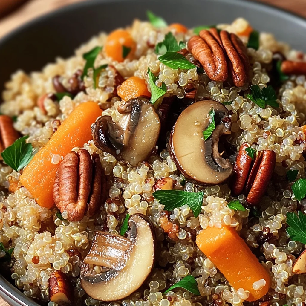 Cozy Quinoa Pilaf with Shiitake Mushrooms, Carrots & Pecans