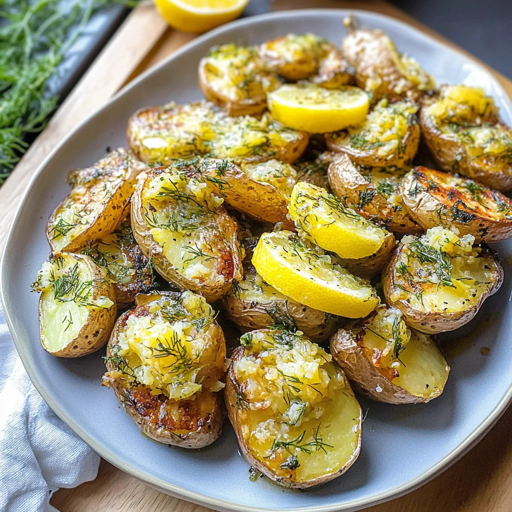 Lemon Dill Smashed Fingerling Potatoes