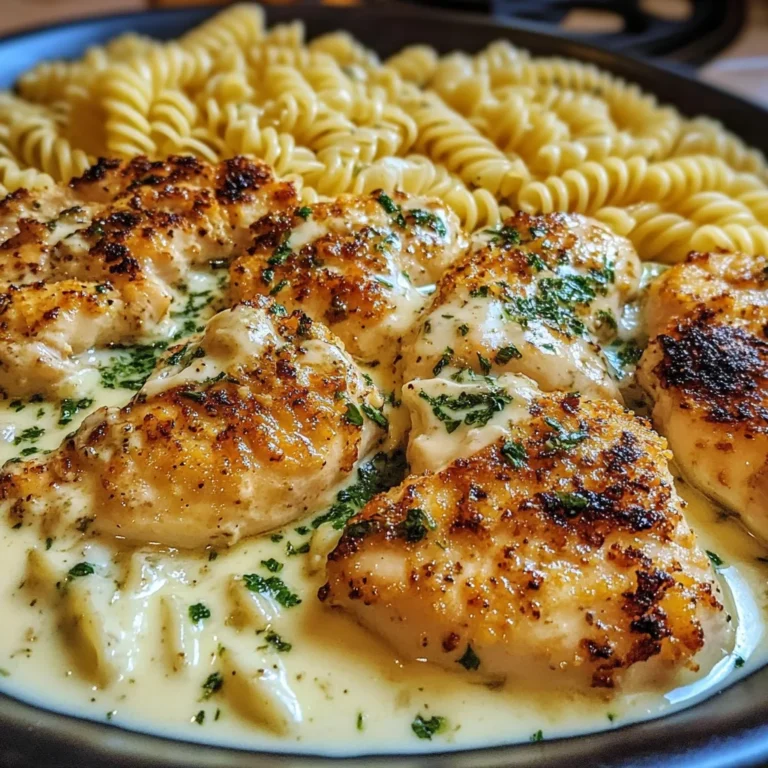 Creamy Parmesan Chicken with Twisted Pasta and Garlic Sauce