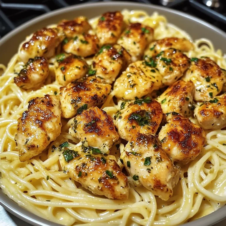 Lemon Garlic Butter Chicken Bites with Savory Parmesan Linguine