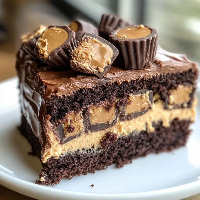 Reese’s Chocolate Peanut Butter Cup Earthquake Cake