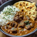 Slow-Cooked Beef Curry with Garlic Naan