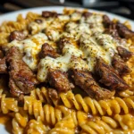 Spicy Garlic Butter Steak with Melted Mozzarella Rotini