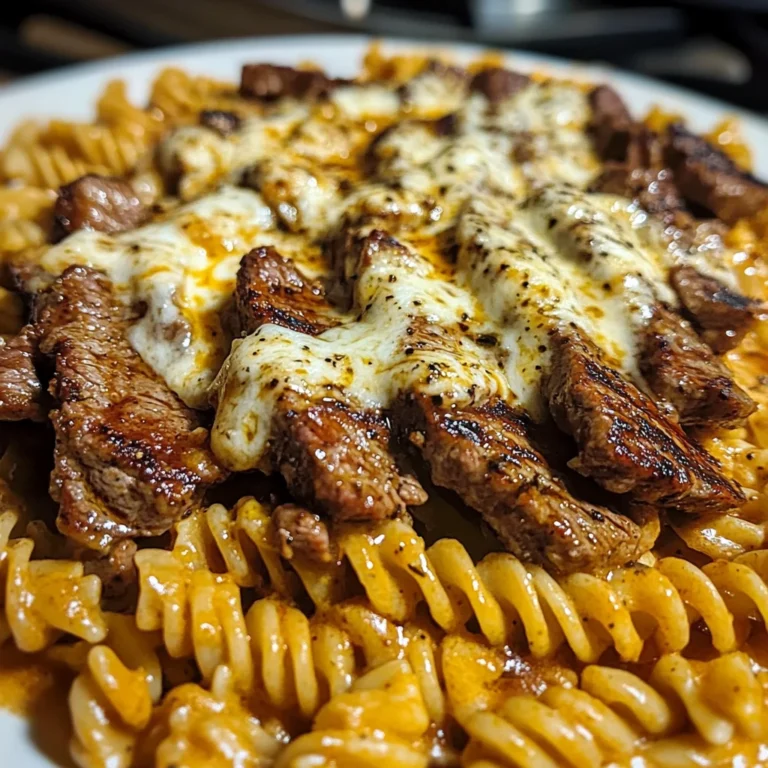 Spicy Garlic Butter Steak with Melted Mozzarella Rotini