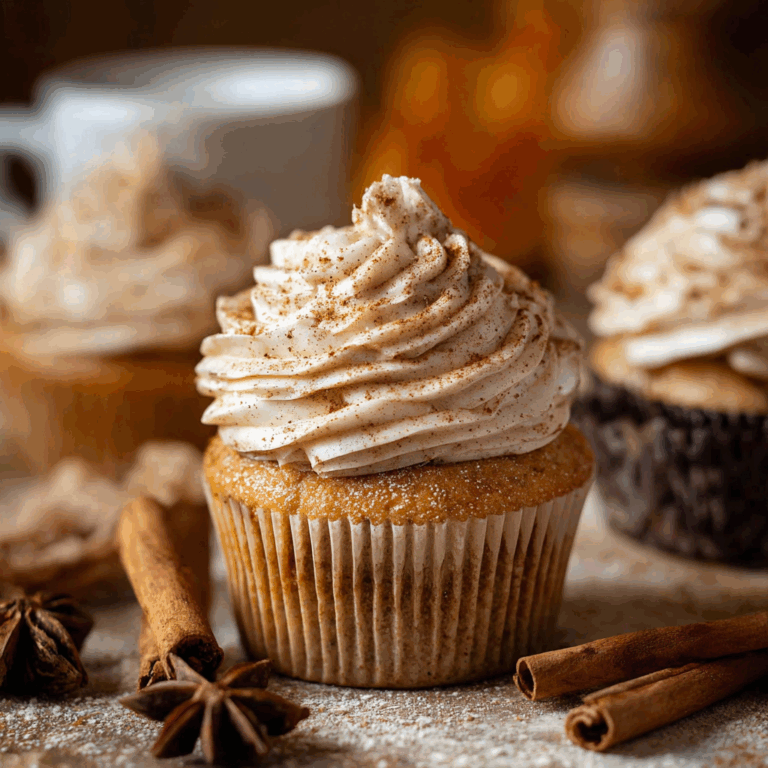 Vanilla Chai Pumpkin Latte Cupcakes with Cinnamon Brown Sugar Frosting