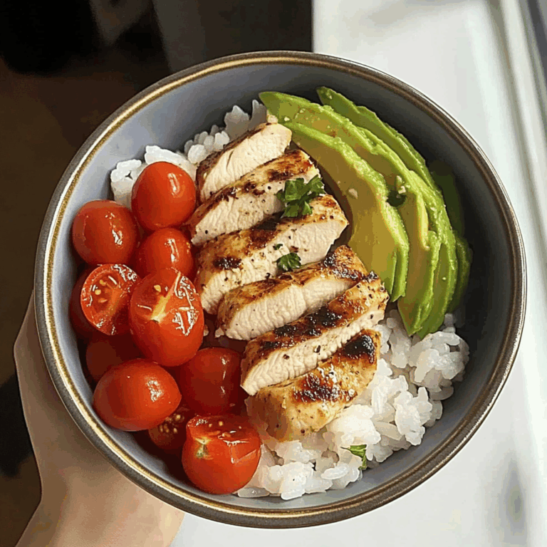 Chicken & Avocado Rice Bowl with Cherry Tomatoes