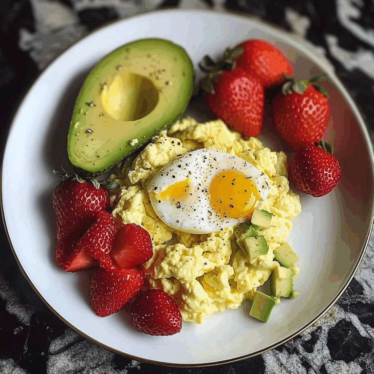 Scrambled Eggs with Avocado & Strawberries